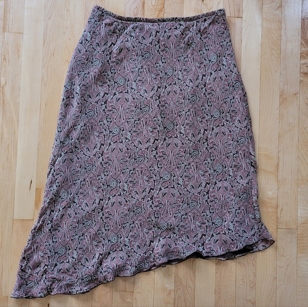 Venezia Women's 14-16 Slim Brown Pink Paisley Lined Skirt